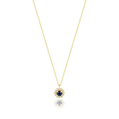 18K Yellow gold necklace with sapphires.