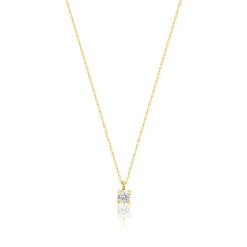 18K Yellow gold necklace, white sapphire.