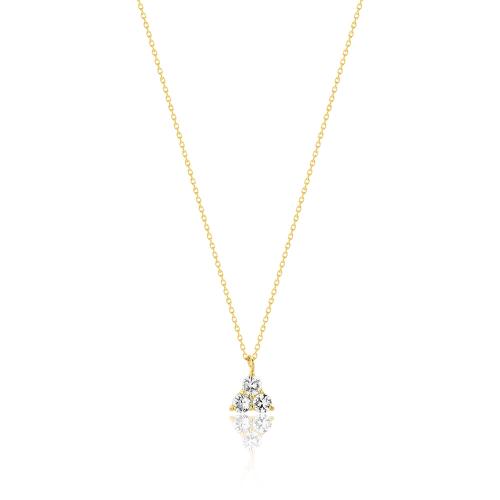 18K Yellow gold necklace, white sapphires.