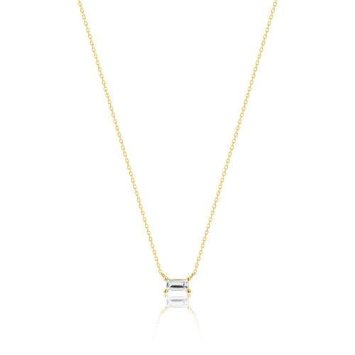 18K Yellow gold necklace, white sapphire.