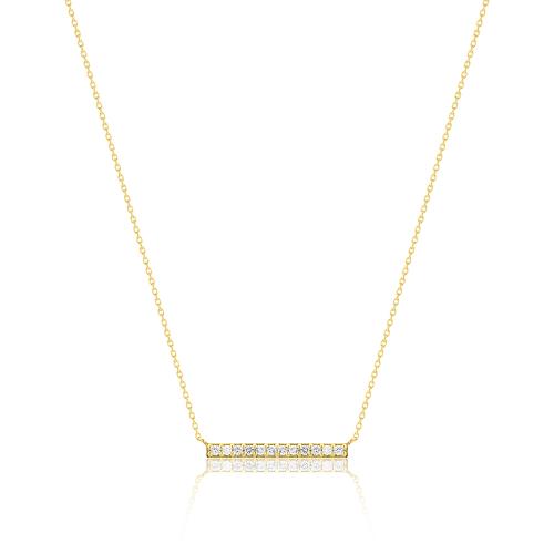 18K Yellow gold necklace, diamonds.