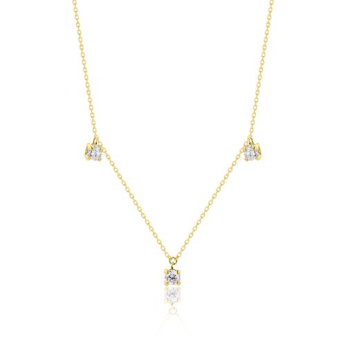 18K Yellow gold necklace, diamonds.