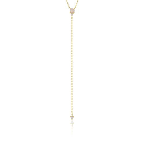14K Yellow gold necklace, topaz and opal.