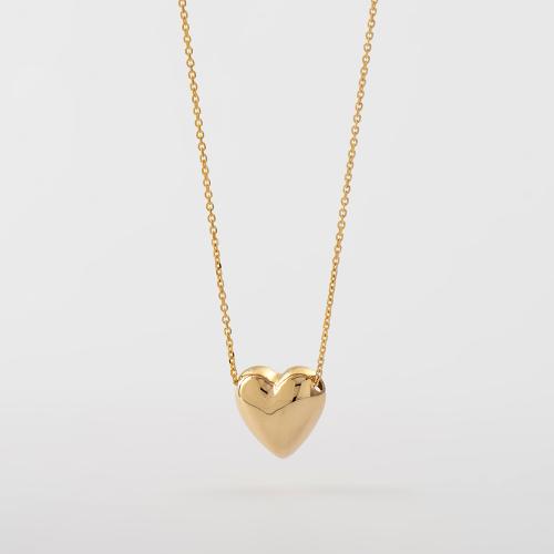 9K Yellow gold necklace, heart.