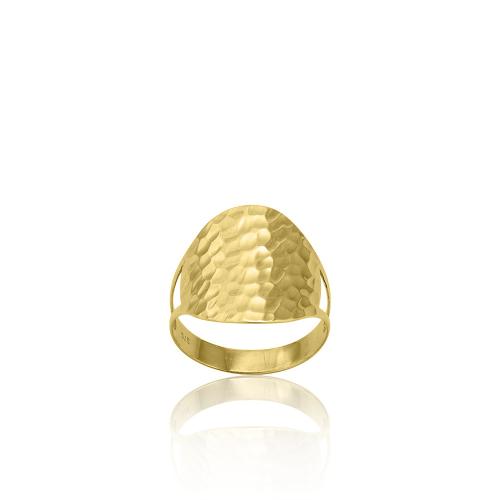 9K Yellow gold ring, hammered.