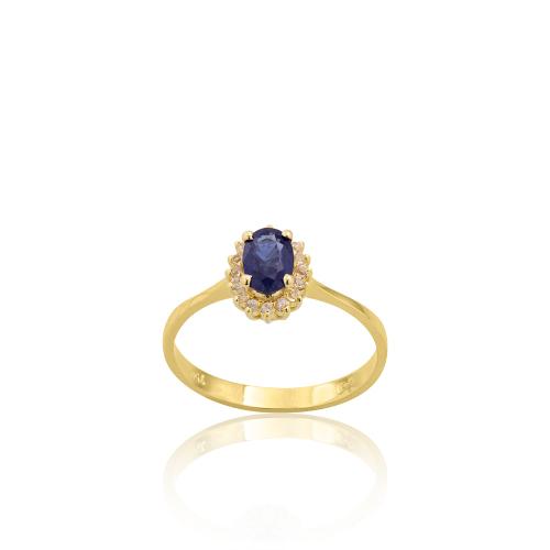 18K Yellow gold ring with sapphires.