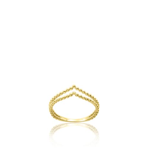 9K Yellow gold double ring, balls.