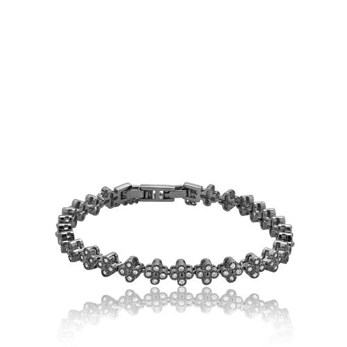 Black rhodium plated alloy bracelets, white crosses chain.