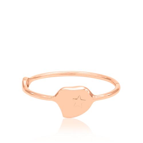 Rose gold plated brass bracelet, heart with star