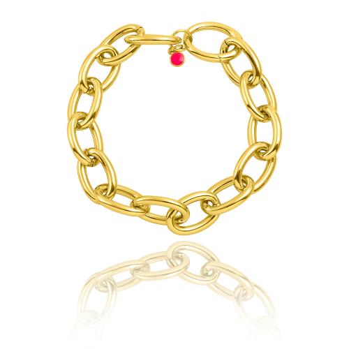 24Κ Yellow gold plated brass bracelet, oval chain.