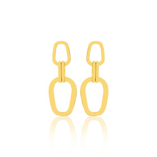 24Κ Yellow gold plated brass earrings, ovals.