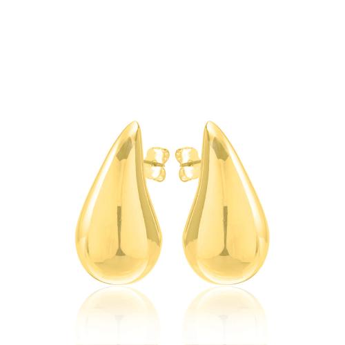 24Κ Yellow gold plated brass earrings, large drops.
