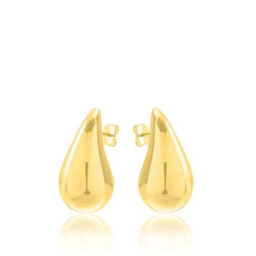 24Κ Yellow gold plated brass earrings, medium drops.