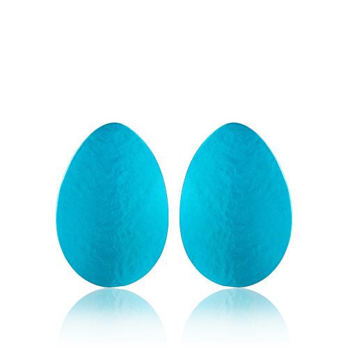 Rhodium plated brass and turquoise resin earrings, oval.