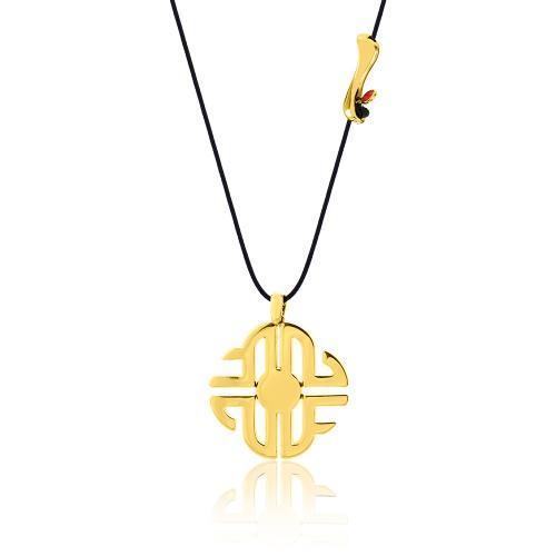 2024 Lucky charm necklace, black cord 24Κ Yellow gold plated alloy.