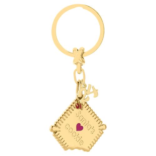 Charm - key ring 2024, yellow gold plated alloy, Santa's cookie.