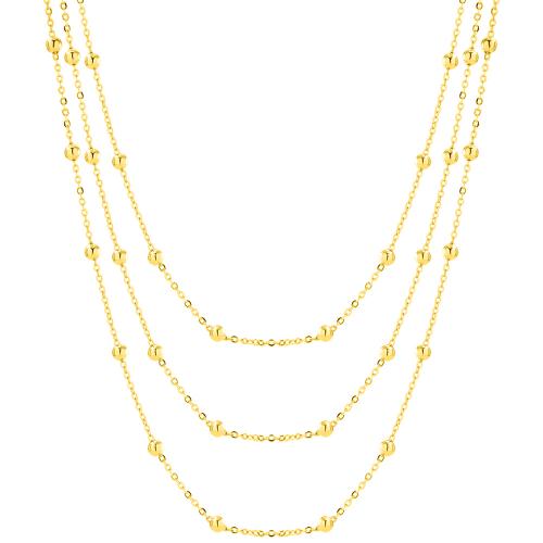 24Κ Yellow gold plated brass multiseries necklace, small balls.