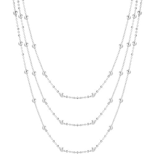 Rhodium plated brass multiseries necklace, small balls.