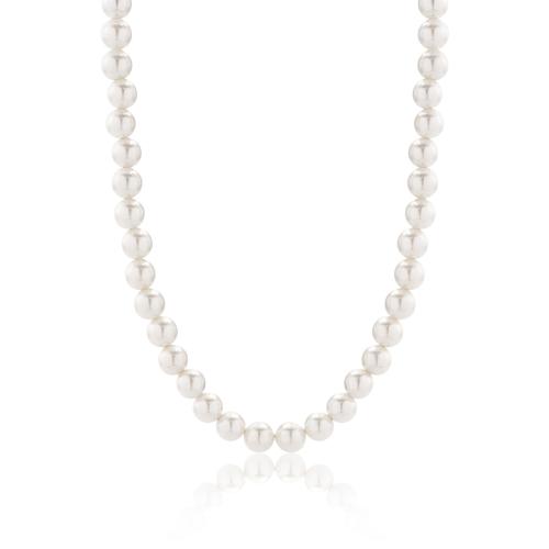 Κολιέ λευκός επιροδιωμένος ορείχαλκος, μαργαριτάρια shell pearls.