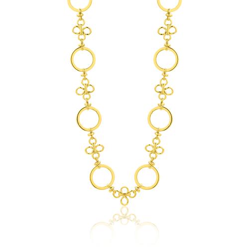 24Κ Yellow gold plated brass necklace, circles.