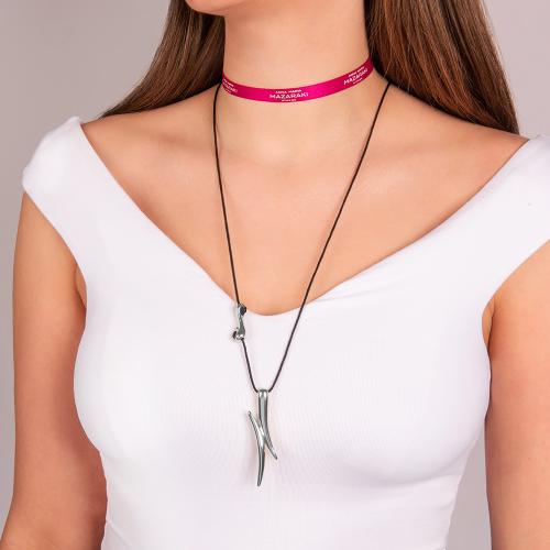 Black cord alloy necklace, adjustable clasp.