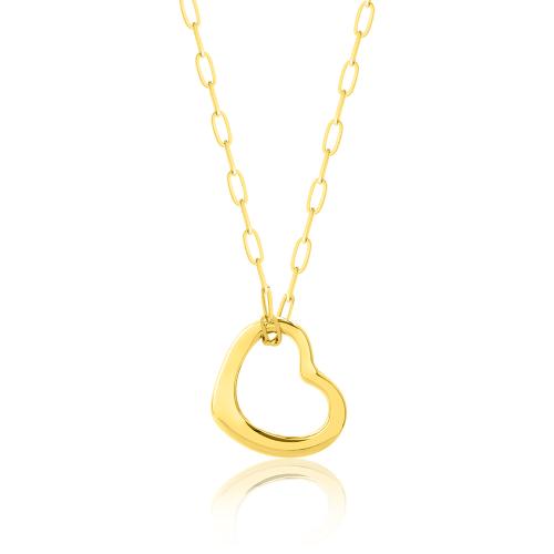 24Κ Yellow gold plated brass triple necklace, chain and heart.