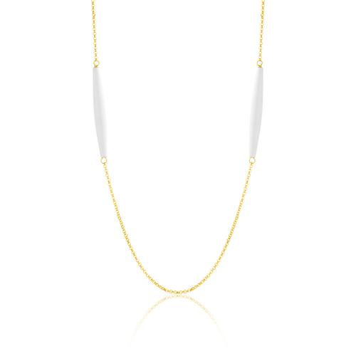 24Κ Yellow gold plated brass necklace, white enamel bars.