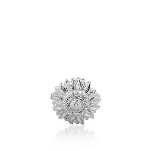 Δαχτυλίδι λευκός επιροδιωμένος ορείχαλκος, λουλούδι.