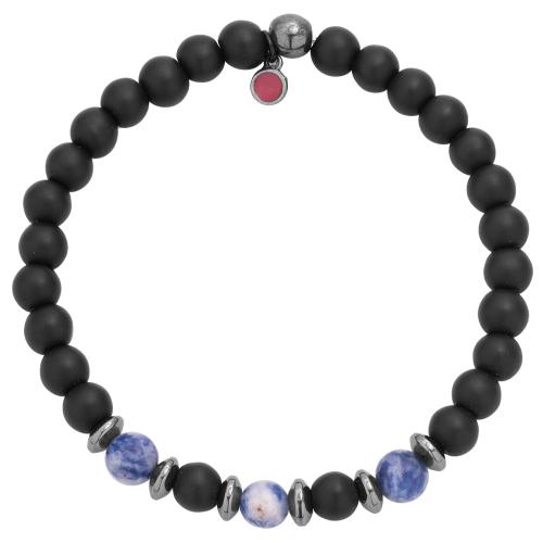 Men΄s bracelet, hemitite, onyx and black semi precious stones.