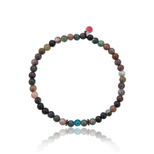 Men΄s silicone bracelet, multi color stones and evil eye.