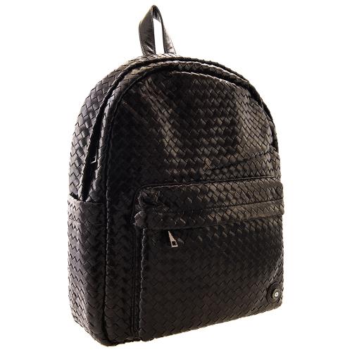 Τσάντα backpack, μαύρο μεταλλικό οικολογικό δέρμα και μάτι από σμάλτο. Διαστάσεις 45x40εκ.