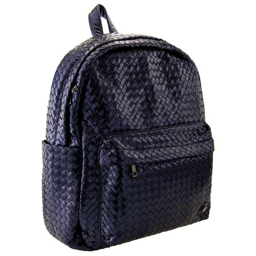 Τσάντα backpack, μπλε μεταλλικό οικολογικό δέρμα και μάτι από σμάλτο. Διαστάσεις 45x40εκ.