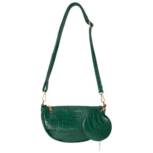 Shoulder and cross body bag, 3 adjustable accessories,  green eco leather with enamel evil eye. Dimensions 25x12cm.