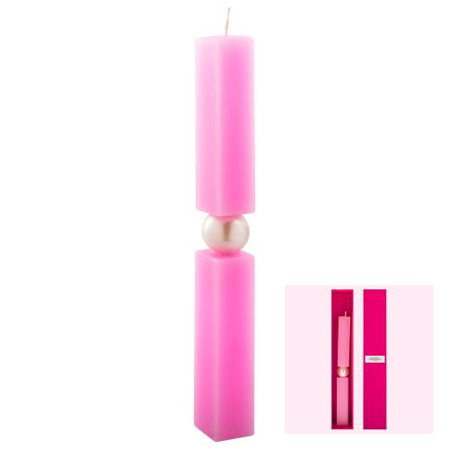 Easter candle, pink with pearl.