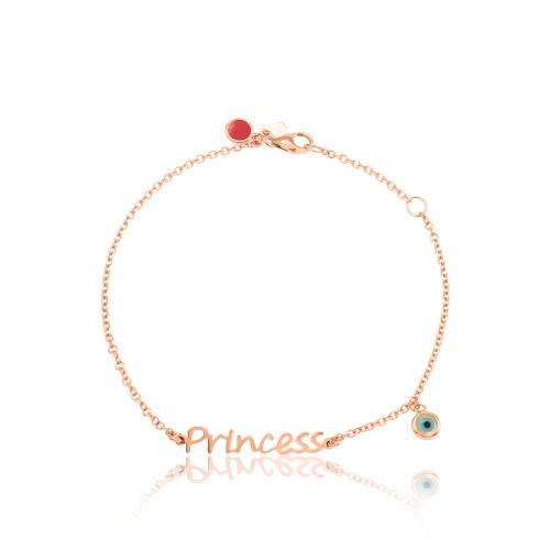 Rose gold plated sterling silver bracelet, ''princess'' and  mother-of-pearl eye.