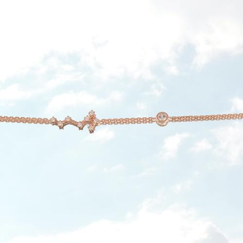 Zodiac constellation of Scorpio, rose gold plated sterling silver bracelet with white cubic zirconia.