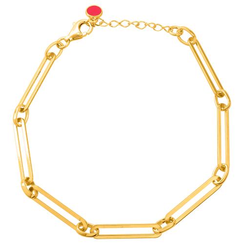 Yellow gold plated sterling silver bracelet, rectangle chain.