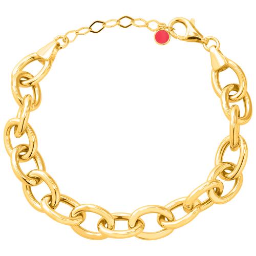 Yellow gold plated sterling silver bracelet, oval chain.