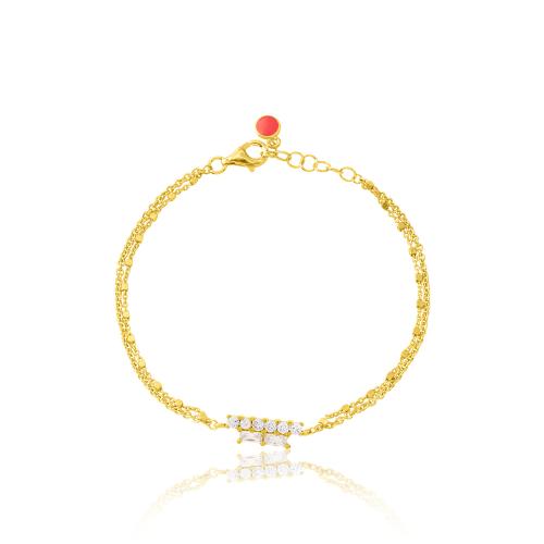 Yellow gold plated sterling silver bracelet, white cubic zirconia.