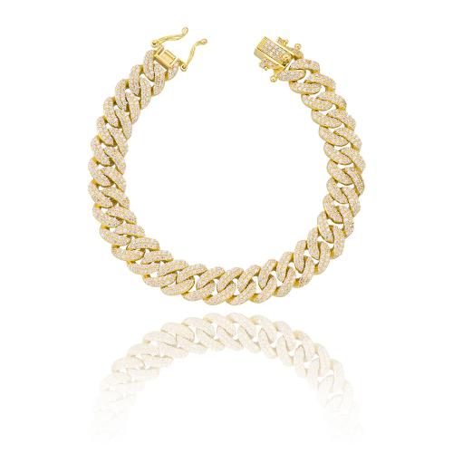 24Κ Yellow gold plated sterling silver bracelet, cubic zirconia ovals.