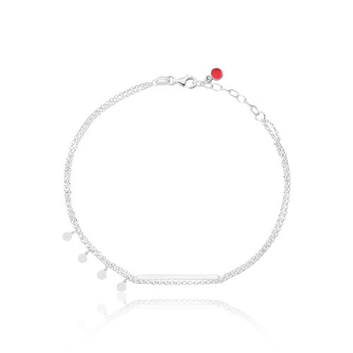 Sterling silver anklet, coins and bar.