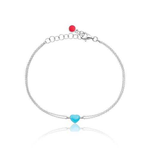 Sterling silver necklace, turquoise enamel bracelet.