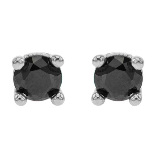 Sterling silver earrings, black cubic zirconia 3mm.