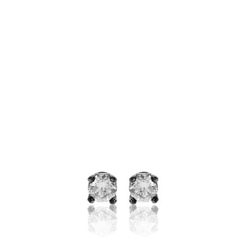 Black rhodium plated sterling silver earrings, white cubic zirconia 3mm.