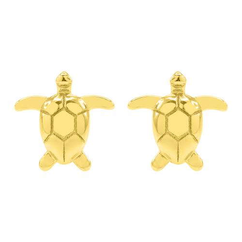 Yellow gold plated sterling silver earrings, turtles.