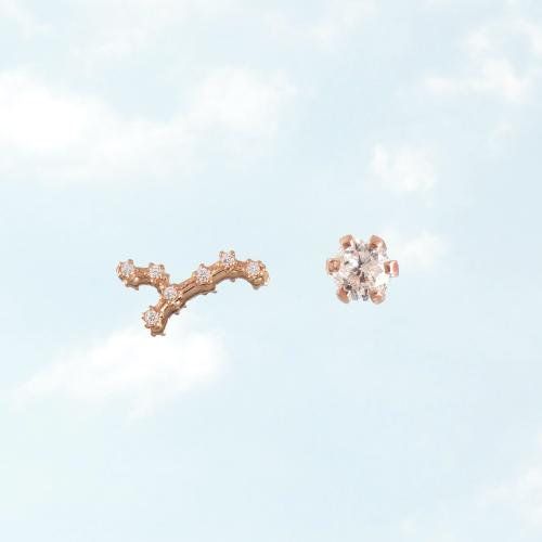Zodiac constellation of Virgo, rose gold plated sterling silver earrings with white cubic zirconia.