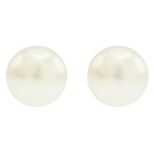 Yellow gold plated sterling silver earrings, pearl.