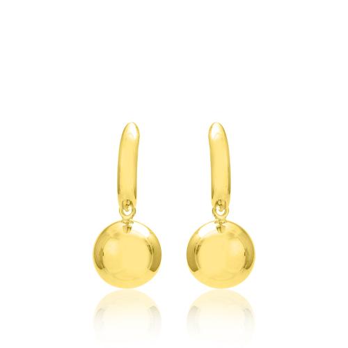 Yellow gold plated sterling silver earrings, ball.
