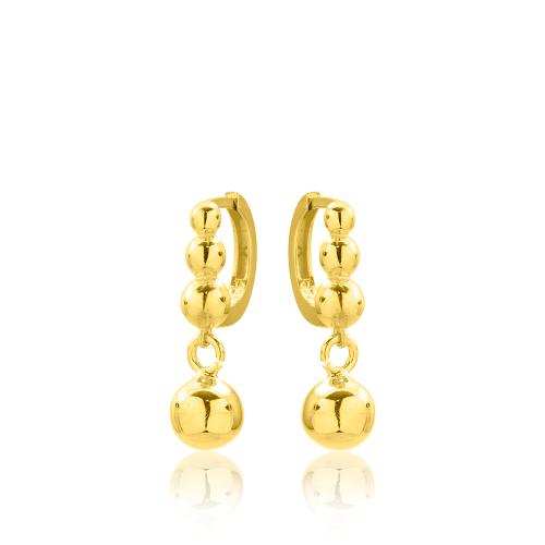 24Κ Yellow gold plated sterling silver earrings, balls.