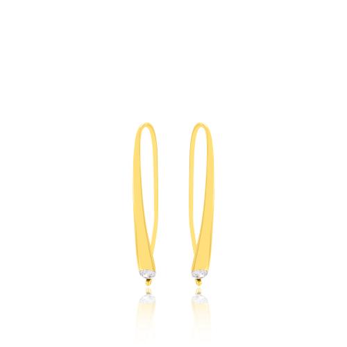 24Κ Yellow gold plated sterling silver earrings, white cubic zirconia oval.